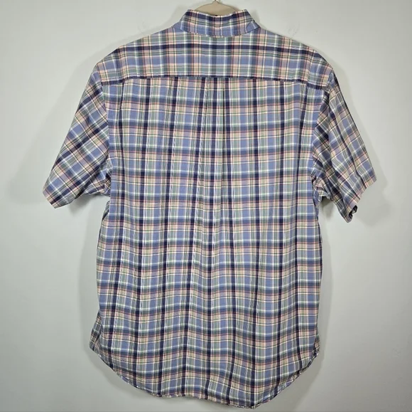 Ralph Lauren Men’s Light Blue‎ Plaid Short Sleeve Button Down Shirt Size Large - Picture 5 of 10